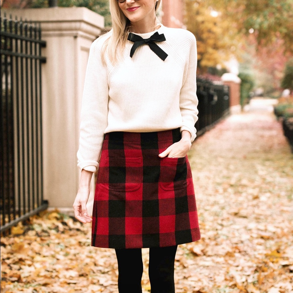 J Crew Buffalo Red Plaid Skirt